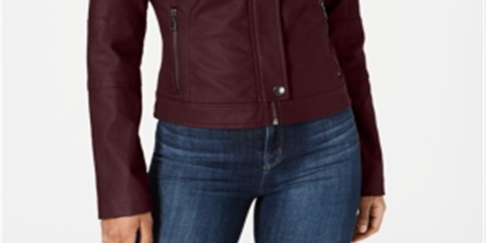 Maralyn & Me Junior's Faux Leather Moto Jacket Brown Size Small