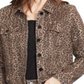 William Rast Women's Pocketed Animal Print Button Down Jacket Brown Size Small