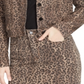 William Rast Women's Pocketed Animal Print Button Down Jacket Brown Size Small