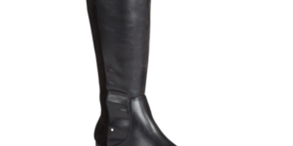 Material Girl Women's Webby Mixed Media Over the Knee Boots Black Size 5 M