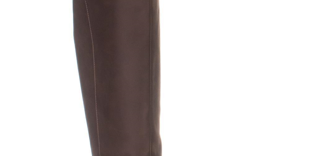 Material Girl Women's Damien Faux Leather Studded Knee High Boots Brown Size 6.5 M