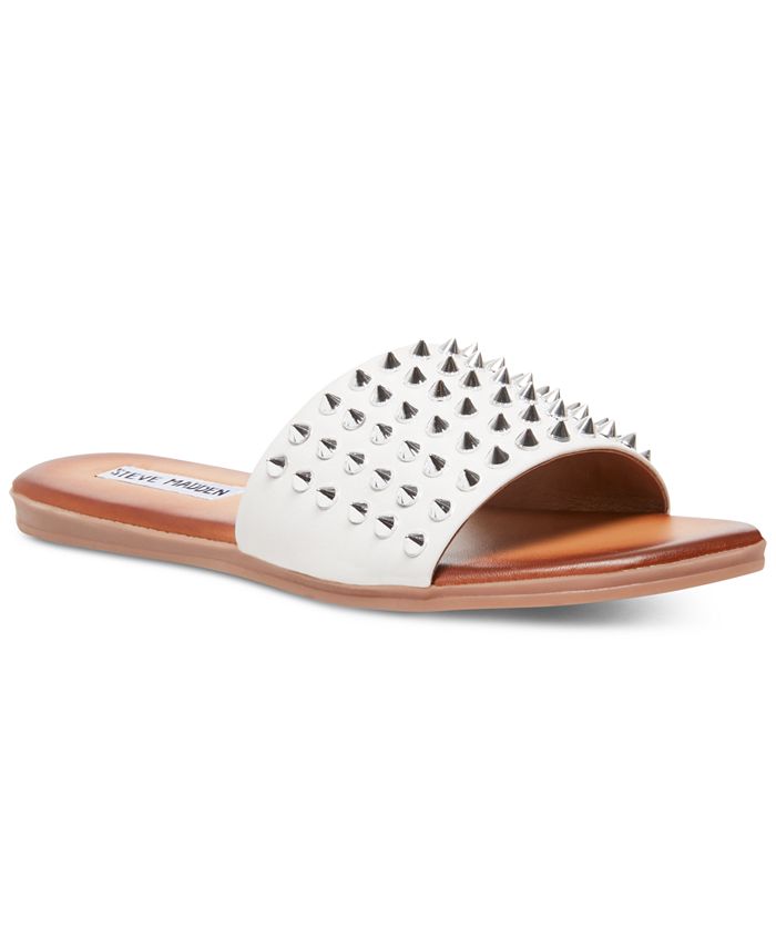 Steve Madden Women's Sandals Studded Leather Farryn Sandal White Size 8 M
