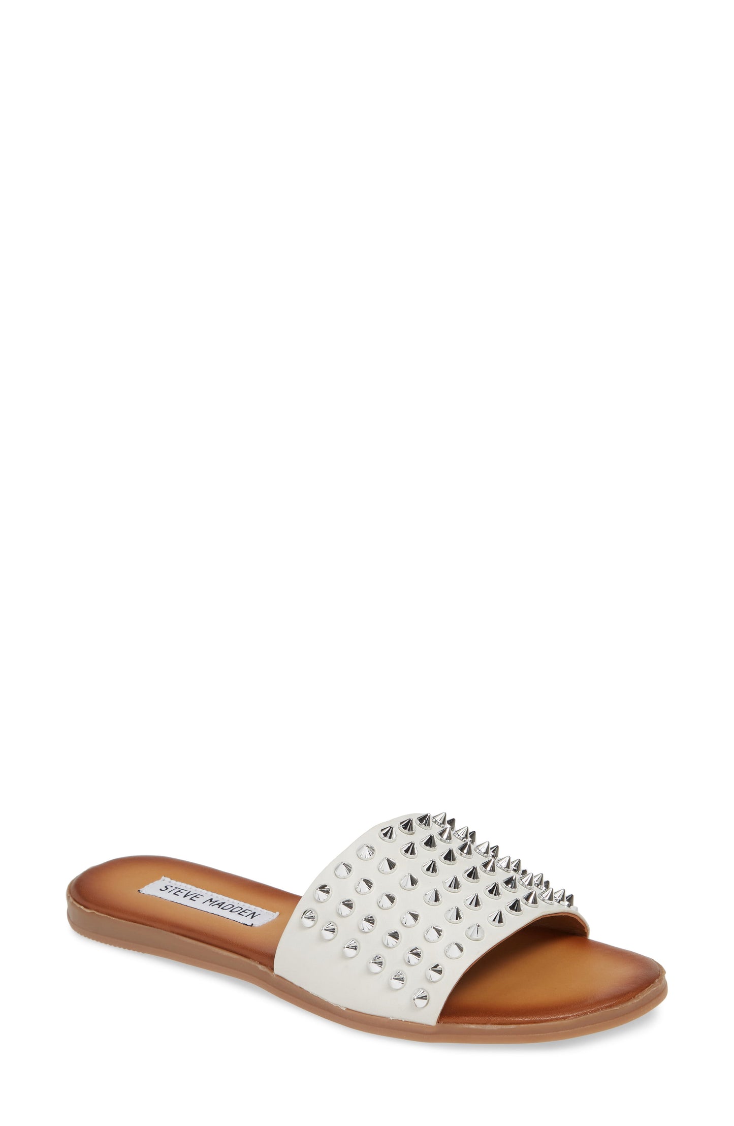 Steve Madden Women's Sandals Studded Leather Farryn Sandal White Size 8 M