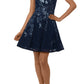 Xscape Women's Sleeveless Halter Short Fit Flare Party Dress Blue Size 8