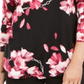 JM Collection Women's Floral Print Long Sleeve T-Shirt Black Size Small