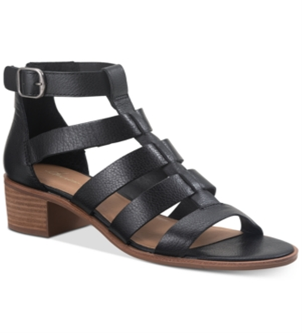 American Rag Women's Sonia Suede Peep Toe Casual Ankle Strap Sandals Black Size 7.5 M