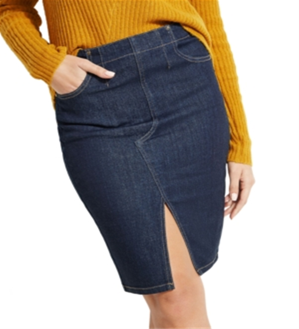 Guess Women's Knee Length Pencil Skirt Blue Size Large