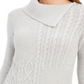 Charter Club Women's Envelope Neck Cable Knit Sweater Gray Size Petite Small