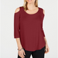 JM Collection Women's Cold Shoulder Top Red Size XX-Large