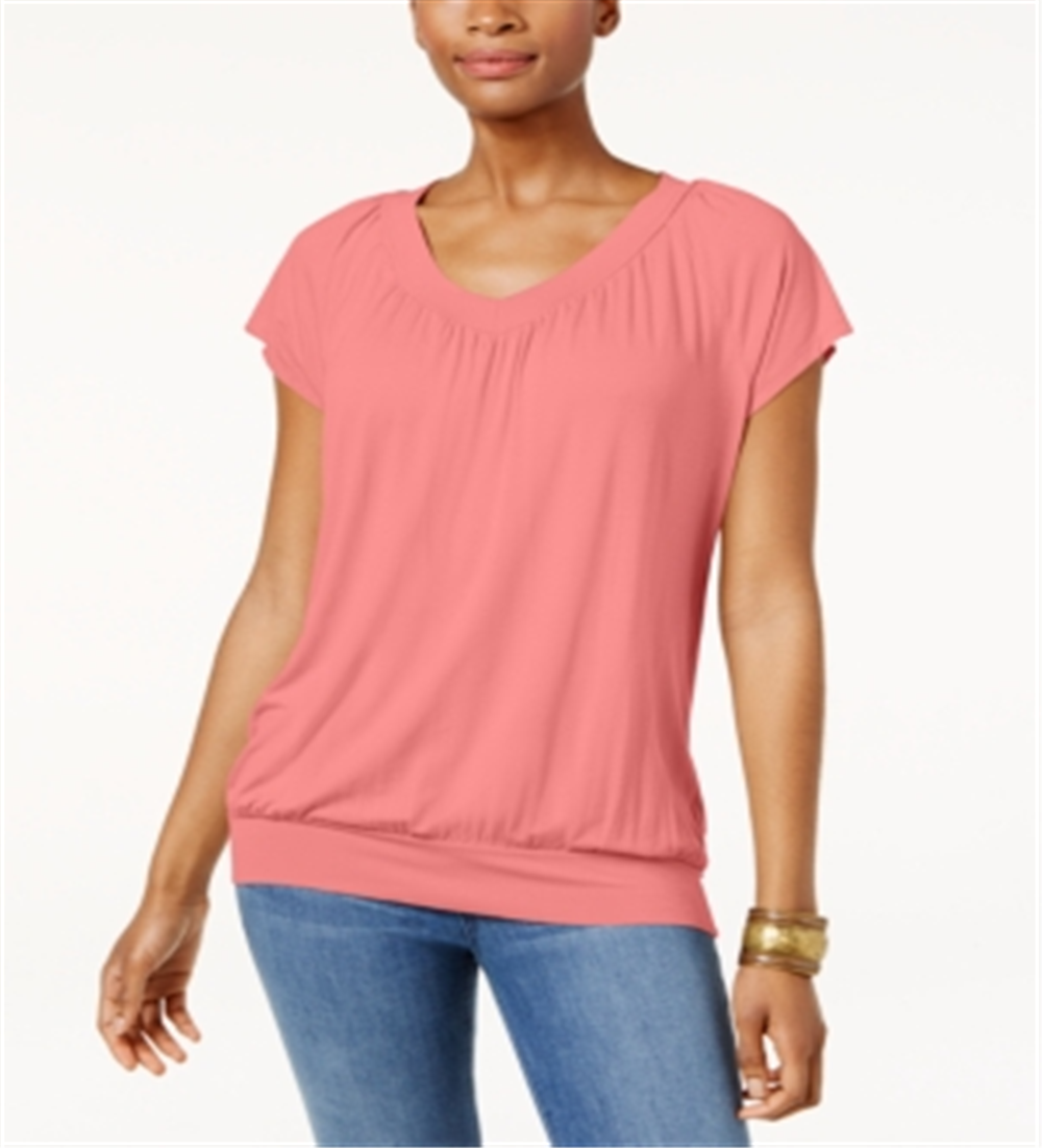 JM Collection Women's Banded Hem Top Yellow Size Petite Medium