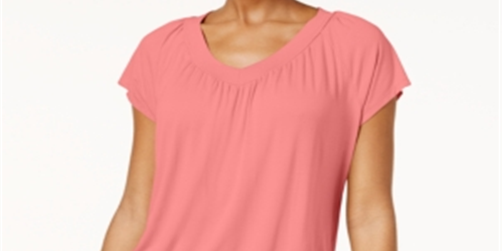 JM Collection Women's Banded Hem Top Yellow Size Petite Medium