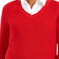 Charter Club Women's Solid Long Sleeve V Neck T-Shirt Top Red Size X-Small