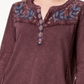 Style & Co Women's Embroidered Cotton Roll Tab Sleeve Top Red Size X-Small