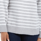 Charter Club Women's Split Back Striped Mockneck Sweater Gray Size Petite L