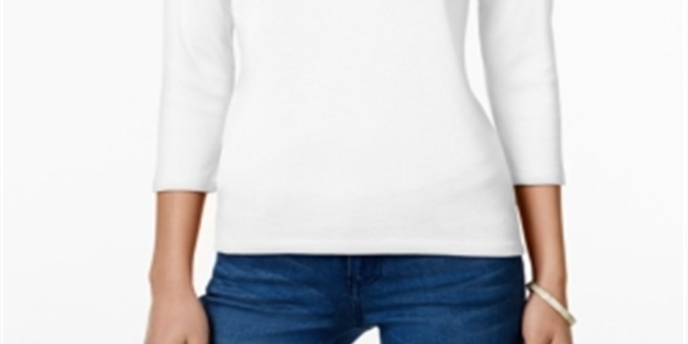 Charter Club Women's Pima Cotton Top White Size PSM