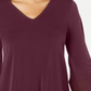 Alfani Women's Pointed Hem Chiffon Trim Top Burgundy Size Petite S