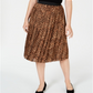 Charter Club Women's Printed Pleated a Line Skirt  Brown Size XL