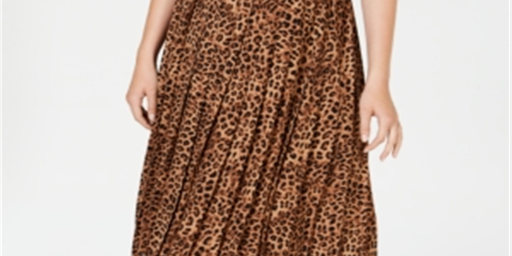 Charter Club Women's Printed Pleated a Line Skirt  Brown Size XL
