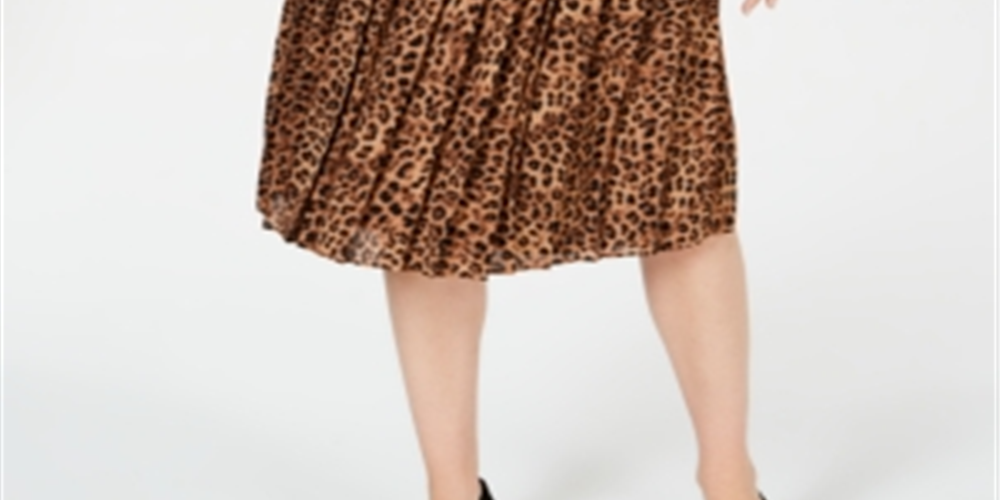 Charter Club Women's Printed Pleated a Line Skirt  Brown Size XL