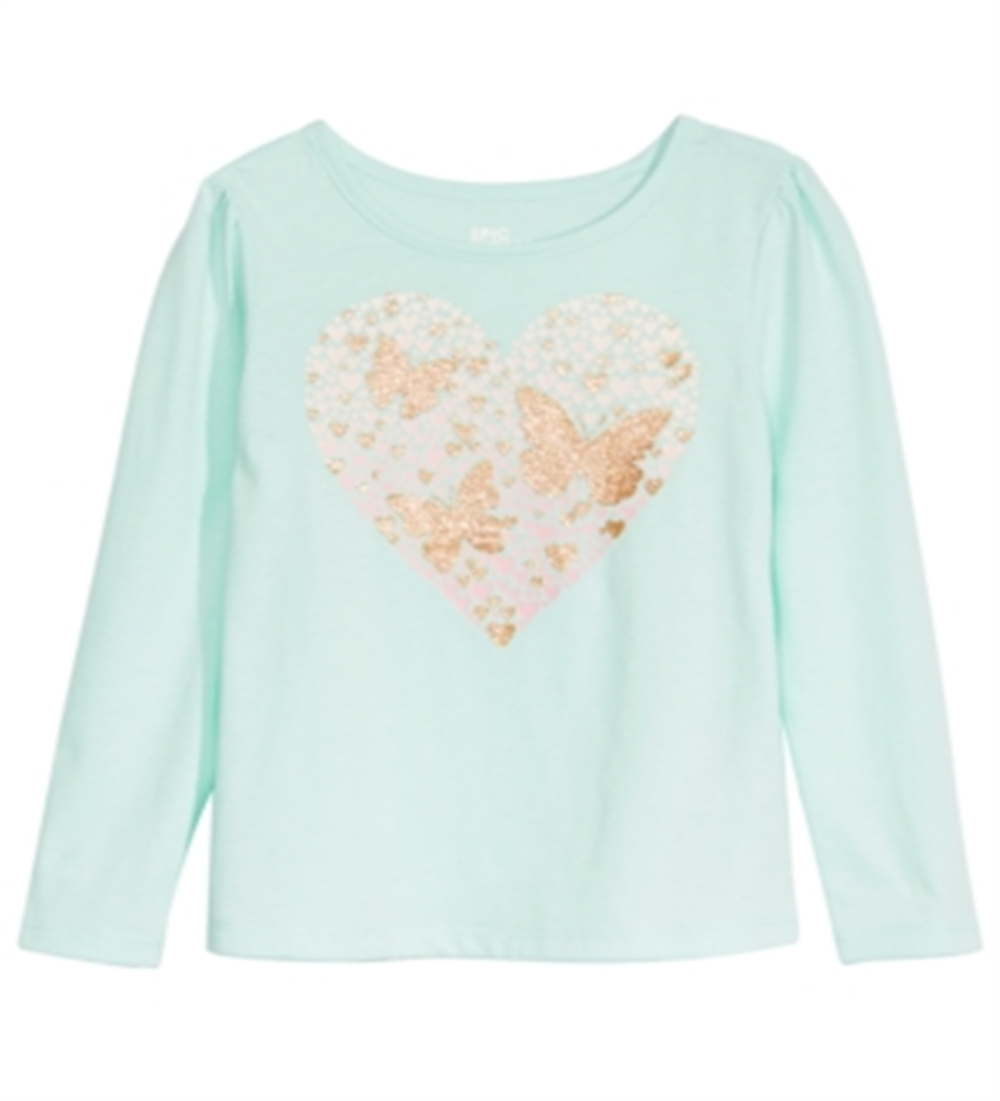 Epic Threads Toddler Girl's Heart Butterflies T-Shirt Blue Size 4T