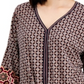 JM Collection Women's Abstract Print Tie Front Top Blue Size Small