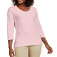 Karen Scott Women's Grommet Neck Cotton Top Pink Size X-Small