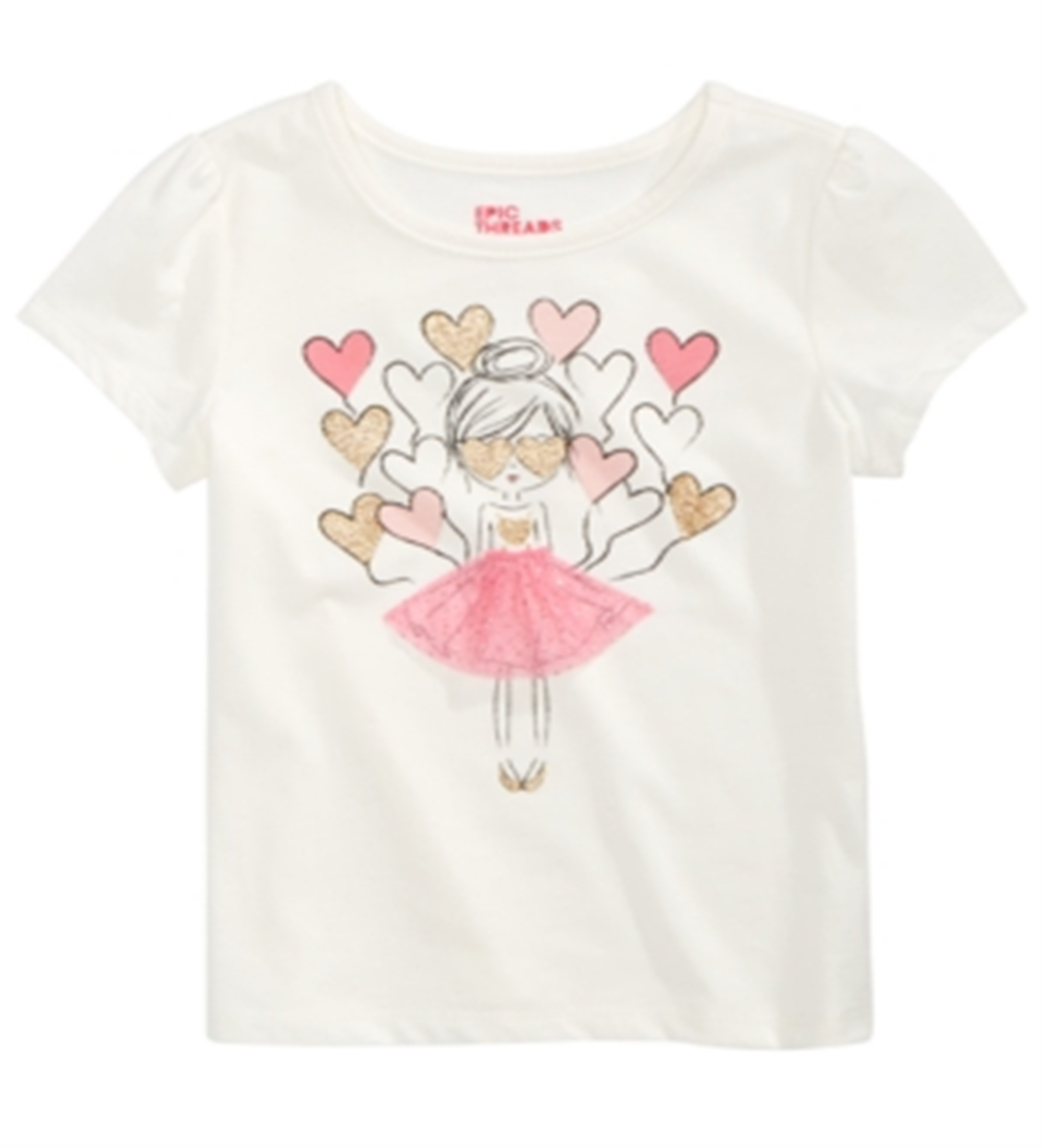 Epic Threads Toddler Girl's Glitter Heart Balloon T-Shirt White Size 4T