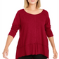 Style & Co Women's Seamed High Low Top Red Size Petite M