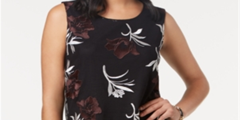 Alfani Women's Pointed Hem Sleeveless Blouse Top Red Size Petite XL
