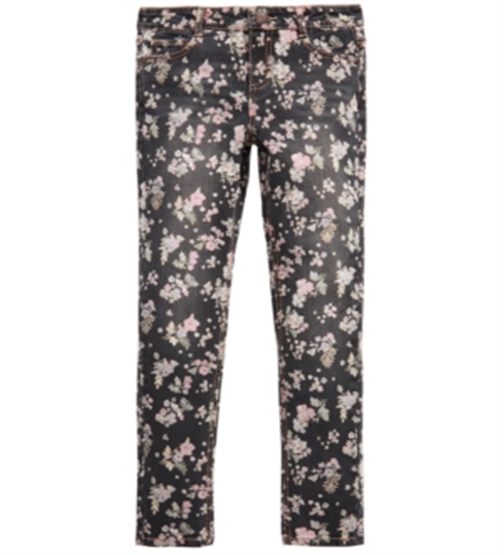 Epic Threads Big Girl's Floral Print Skinny Jeans  Black Size 10