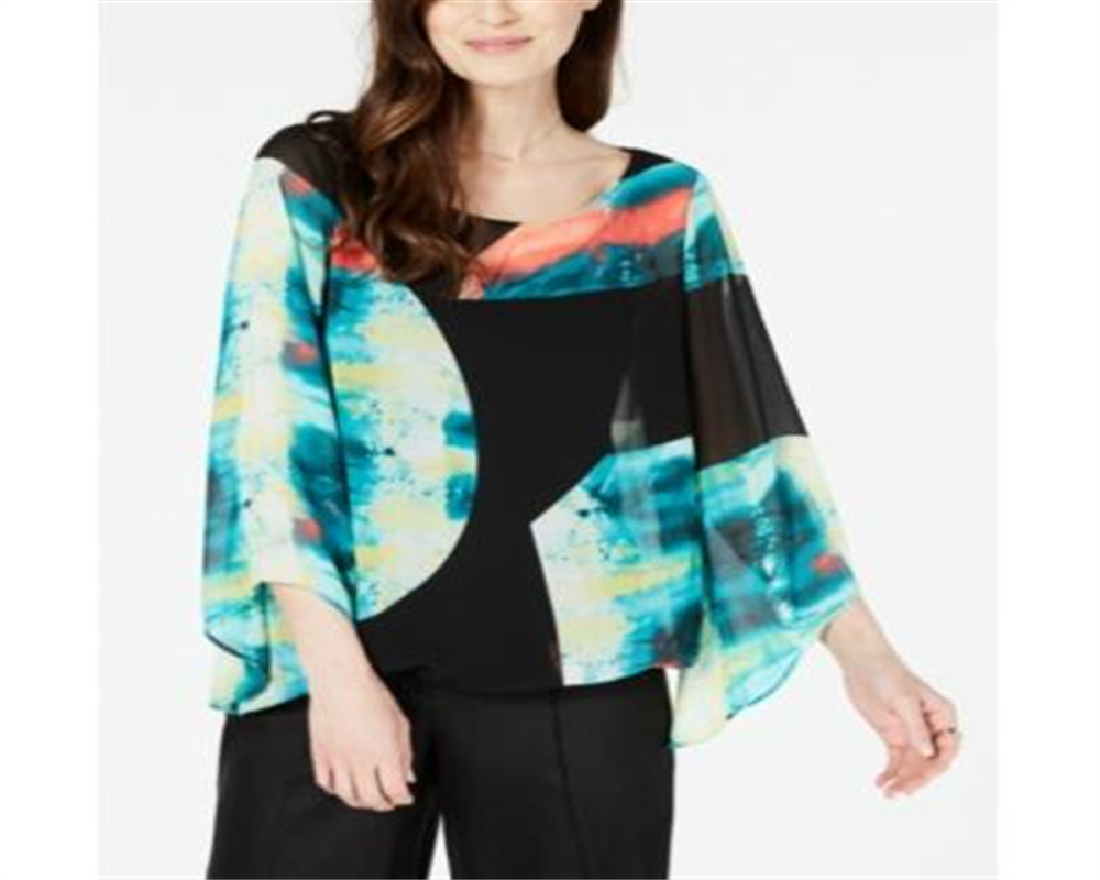Alfani Women's Abstract Print Top Black Size Petite Medium