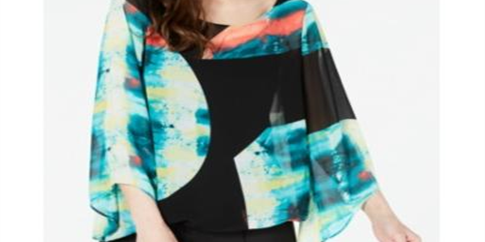 Alfani Women's Abstract Print Top Black Size Petite Medium