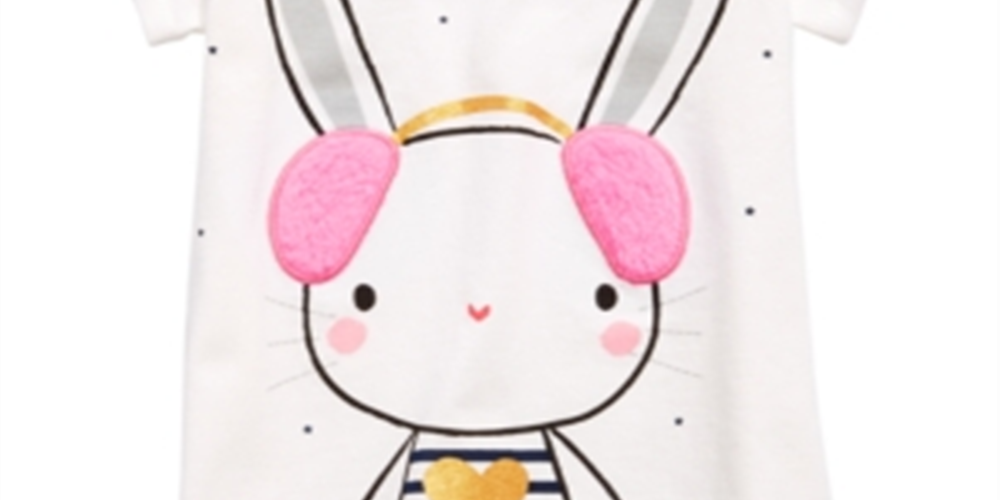 First Impressions Baby Girl's Bunny Print T-Shirt with Faux Sherpa Trim White Size 3-6 Months