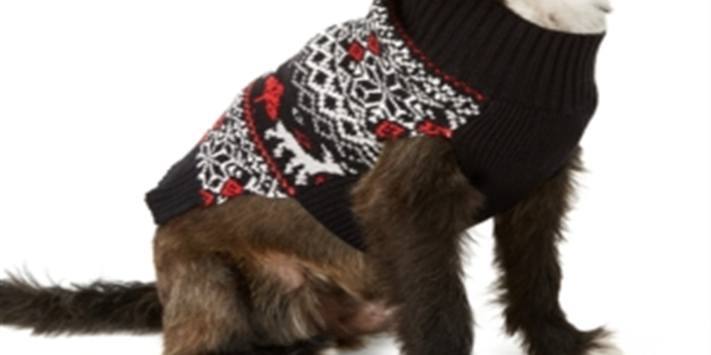 Charter Club Women's Fair-Isle Dog Family Family Sweater  Black Size Large