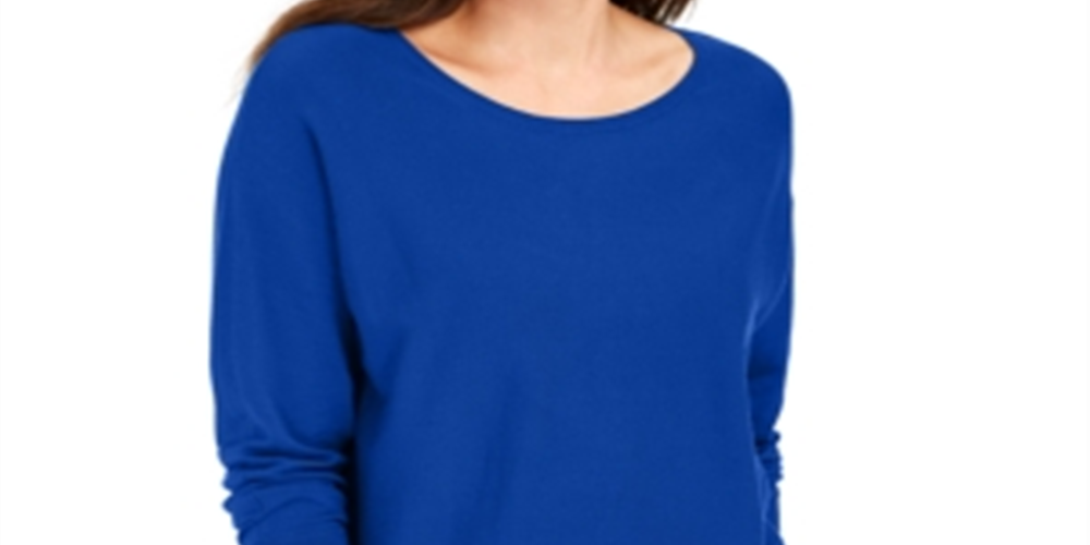 JM Collection Women's Studded Dolman Sleeve Sweater Blue Size X-Small