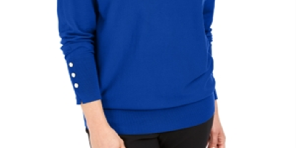 JM Collection Women's Studded Dolman Sleeve Sweater Blue Size X-Small
