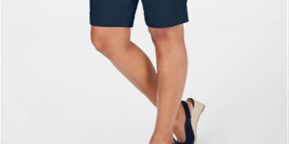 Charter Club Women's Pocketed Zippered Shorts Size 6 Blue Size 6