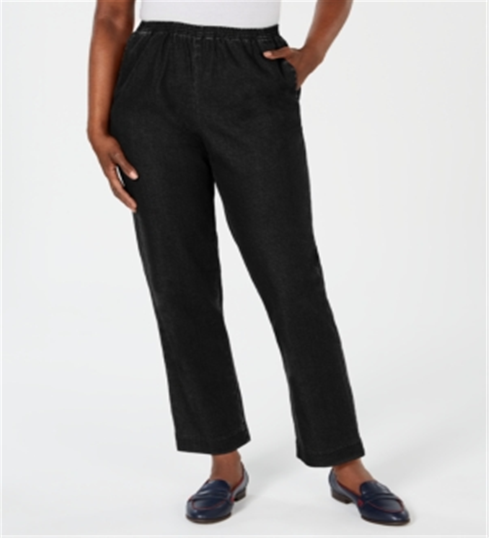 Karen Scott Women's Length Pull on Denim Short Black Size Small