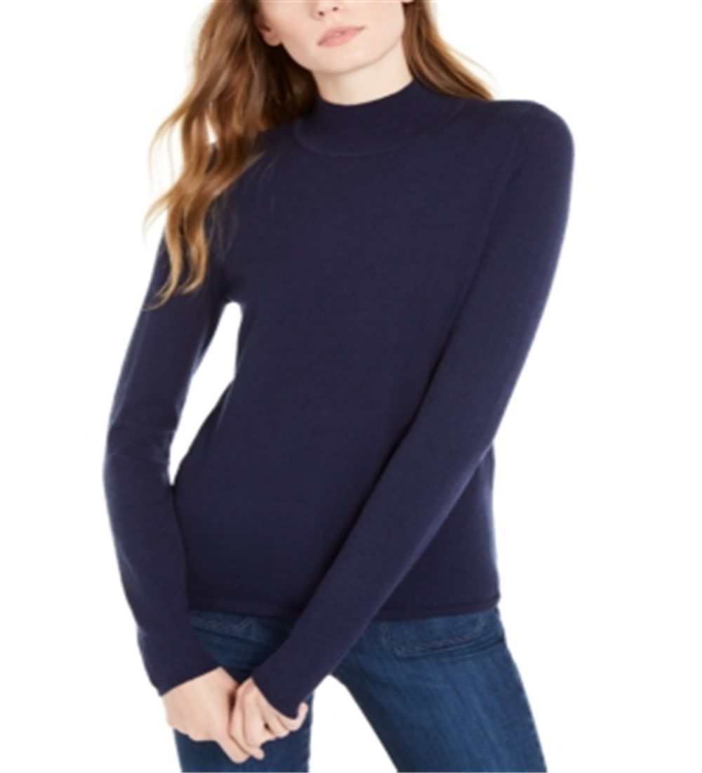 Maison Jules Women's Mock Neck Sweater Blue Size Medium