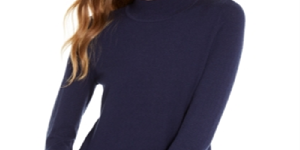 Maison Jules Women's Mock Neck Sweater Blue Size Medium