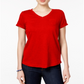 Style & Co Women's V Neck Pocket T-Shirt  Grey  Size Petite S