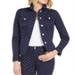 Charter Club Polka-Dot Denim Jacket Blue Size M