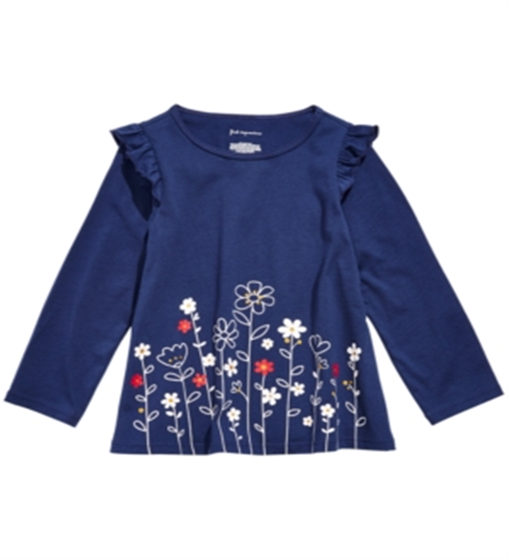 First Impressions Baby Girl's Flower Border Tunic T-Shirt Blue Size 24 Months