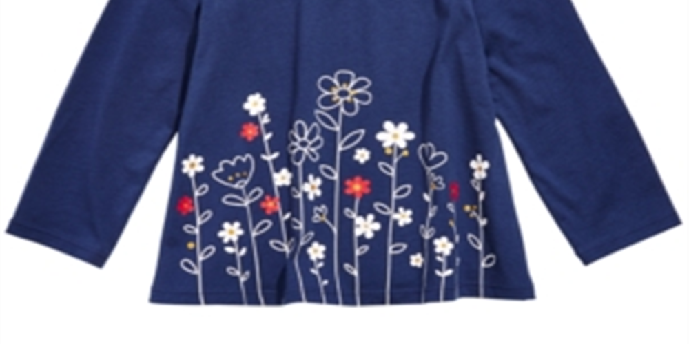 First Impressions Baby Girl's Flower Border Tunic T-Shirt Blue Size 24 Months