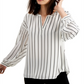 Alfani Women's Striped Henley Top White Size XX-Large