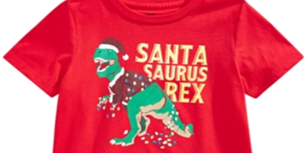 Epic Threads Toddler Boy's Santa Saurus Print T-Shirt Red Size 4
