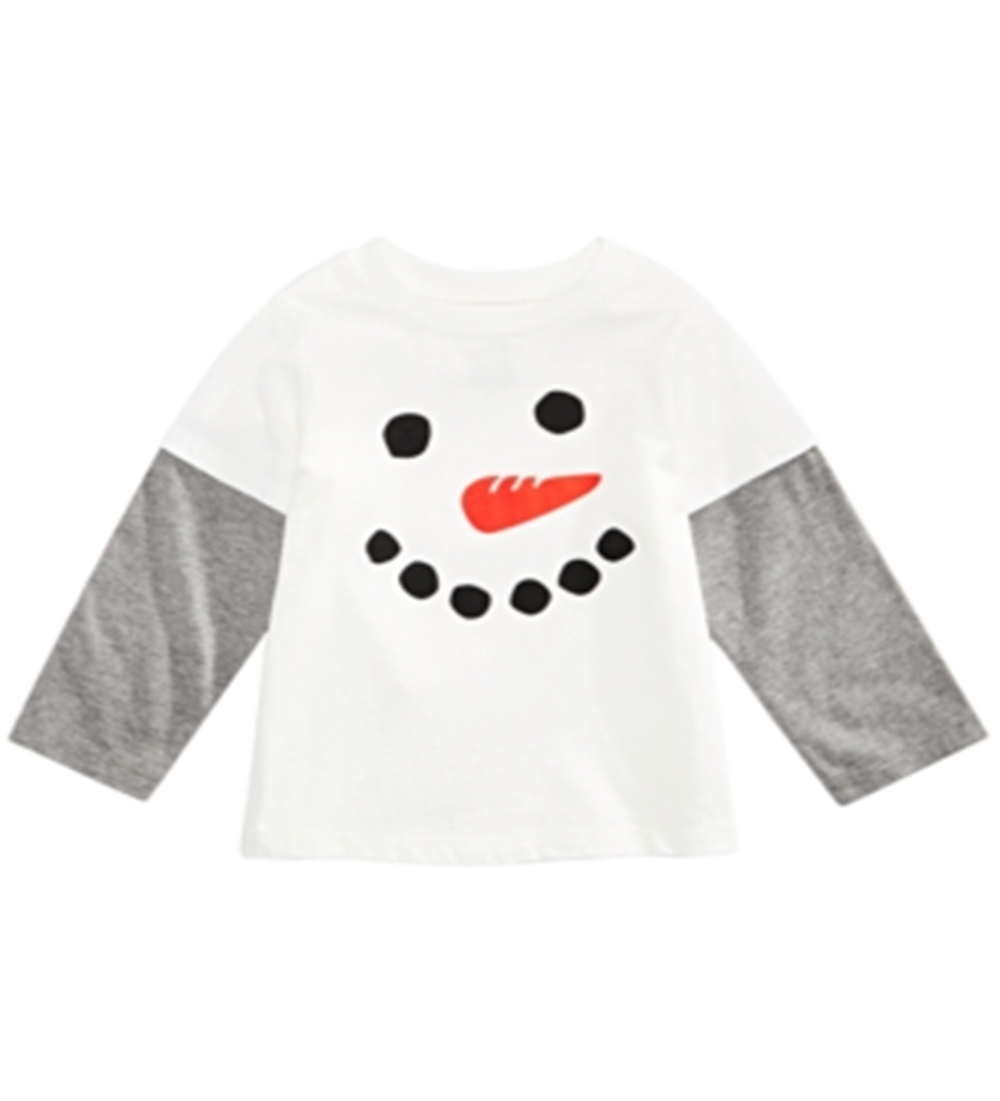 First Impressions Baby Boy's Snowman Print Layered Look Cotton T-Shirt White Size 18 Months