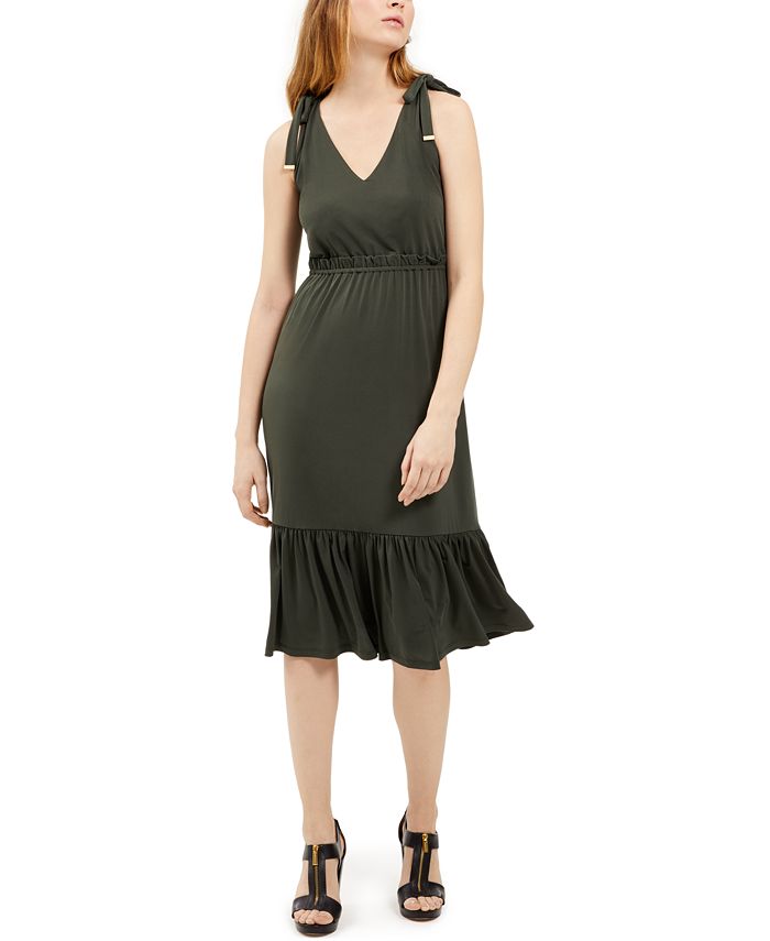 Michael Kors Women's Tie Shoulder Midi Dress green size PS