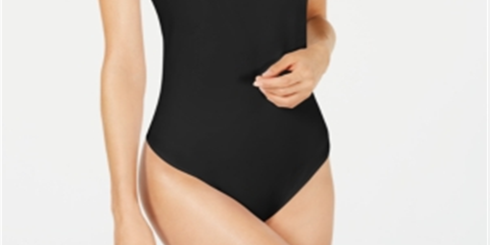 Bar III Women's Scoop Neck Sleeveless Bodysuit Top Black Size Small