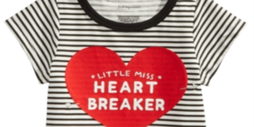 First Impressions Baby Girl's Striped Heartbreaker Print Cotton T-Shirt White Size 24 Months